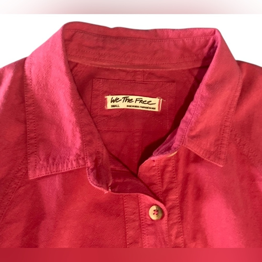 We The Free Pink Blouse Puff Sleeve Size Small